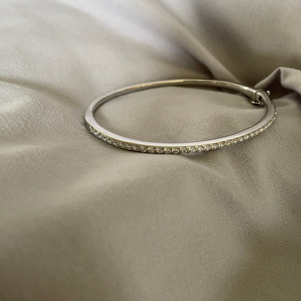 Diamonique Hinged Bangle